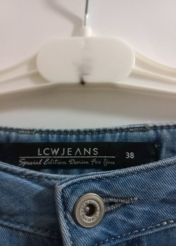 38 Beden Mavi Midi Boy Bol Kesim Denim Kadın Pantolon