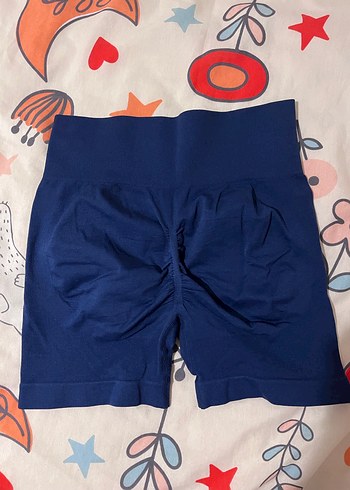 Mavi Elastik Mini Hamile Şortu - Görsel 4