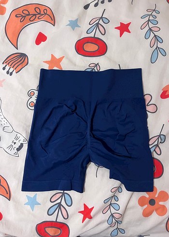 Mavi Elastik Mini Hamile Şortu - Görsel 2