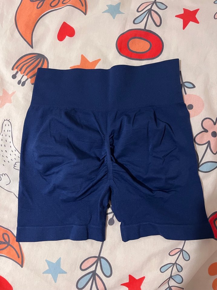 Mavi Elastik Mini Hamile Şortu - Görsel 4