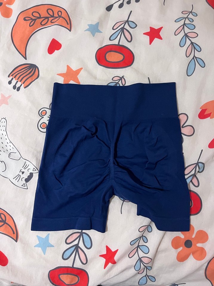 Mavi Elastik Mini Hamile Şortu - Görsel 2