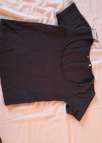 Siyah Kısa Kollu Crop Top