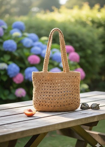 Bej Örgü Bohem Kadın Çanta - Görsel 4