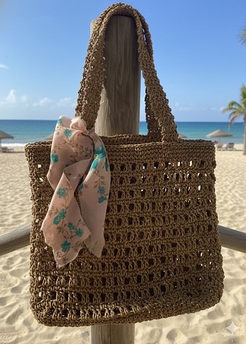 Bej Nakışlı Bohem Örgü Kadın Çanta - Görsel 3