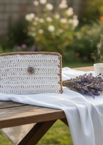 Nakışlı Örgü Bohem Kadın Portföy Çanta - Görsel 5