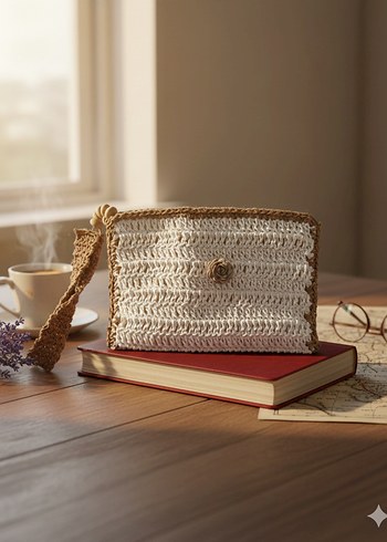 Nakışlı Örgü Bohem Kadın Portföy Çanta - Görsel 3