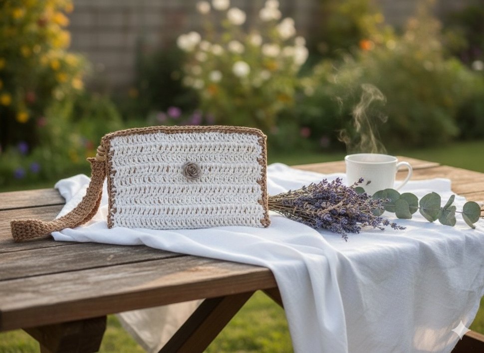 Nakışlı Örgü Bohem Kadın Portföy Çanta - Görsel 5