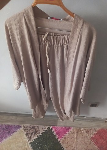 Bej Kadın Mini Bohem Salaş 2li takim
