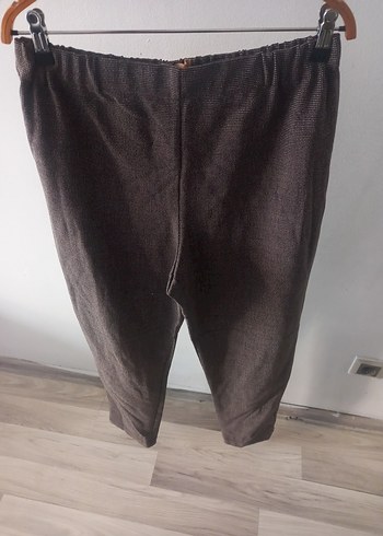 Kadın Kahverengi Keten Bol Kesim Midi Pantolon