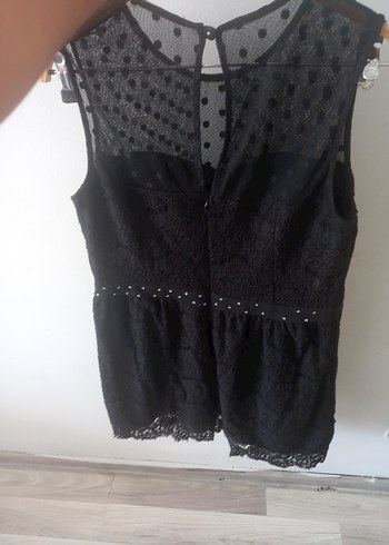 s Beden Siyah Dantel Detaylı Mini Straplez elbise