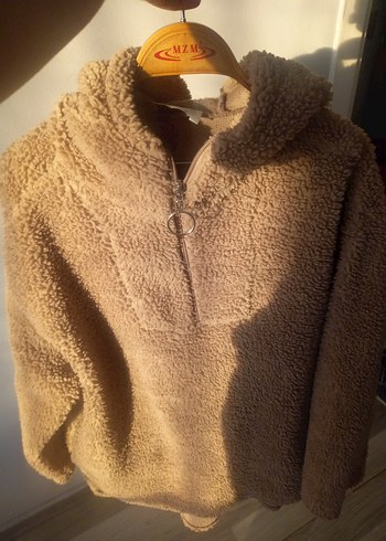 Bej Kadın Peluş Sweatshirt