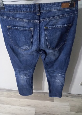 Mango Gevşek Kesim Kadın Mavi Midi Kot Pantolon