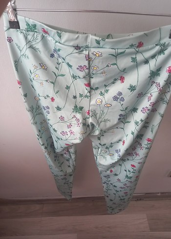 m Beden Yeşil Çiçekli Drapeli Kadın tayt