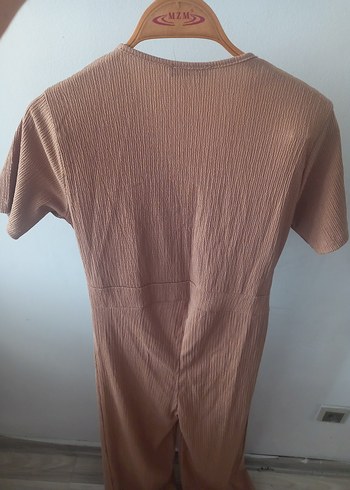 xl Beden Bej Kemerli Kısa Kadın Tulum