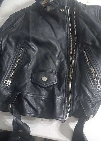 Siyah Deri Biker Ceket - Görsel 3