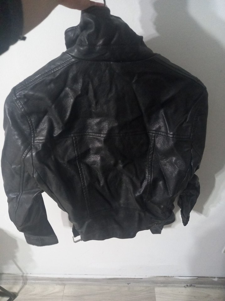 Siyah Deri Biker Ceket - Görsel 2