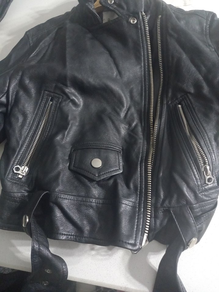 Siyah Deri Biker Ceket - Görsel 3