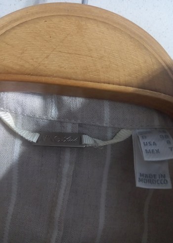 Düğmeli Bej Keten Mini Blazer - Görsel 6