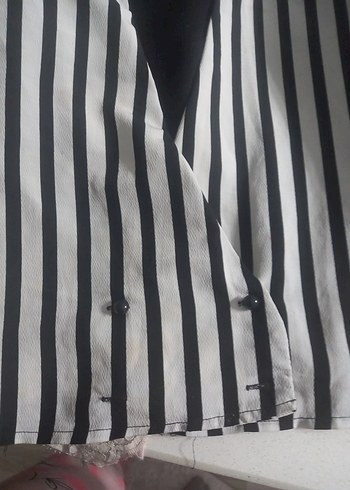 Çizgili Mini Gömlek, Düğmeli, Salaş Kesim - Görsel 6