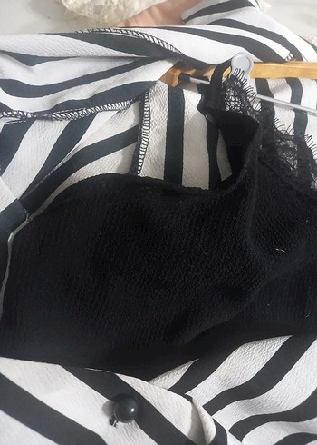 Çizgili Mini Gömlek, Düğmeli, Salaş Kesim - Görsel 7