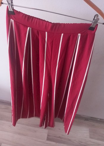 Kırmızı Çizgili Pilili Midi Kadın Pantolon yeni