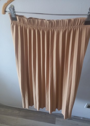 Diğer Bej Pilili Midi Kadın Etek
