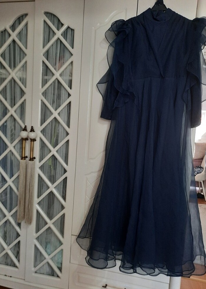 42 bede lacivert uzun elbise - Görsel 2