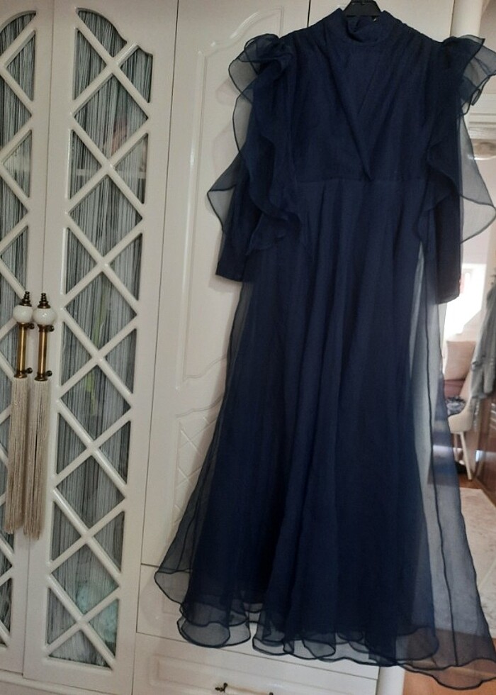 42 bede lacivert uzun elbise - Görsel 4