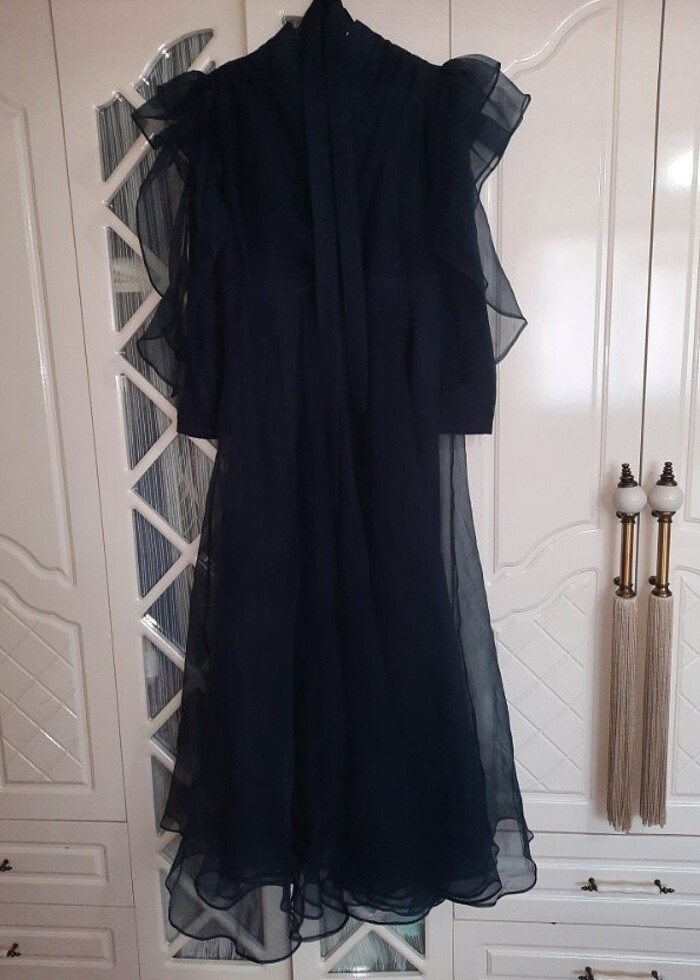 42 bede lacivert uzun elbise - Görsel 5