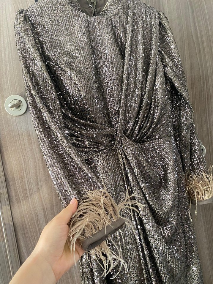 42 beden pul payetli abiye elbise - Görsel 3