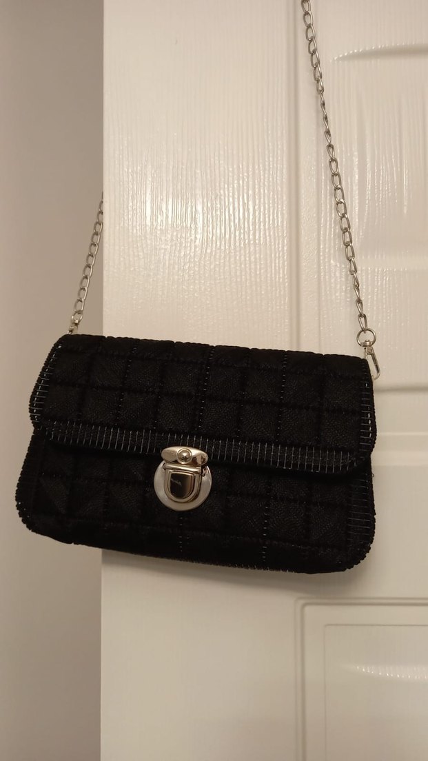 Siyah Nakışlı Kemerli Gotik Kadın Çanta - Görsel 2