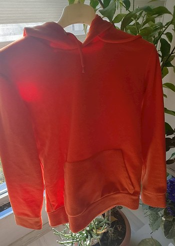 çocuk turuncu Kapüşonlu Fermuarlı Sweatshirt - Görsel 2