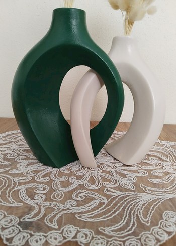 Pastel Beyaz Dekoratif Vazo - Görsel 2