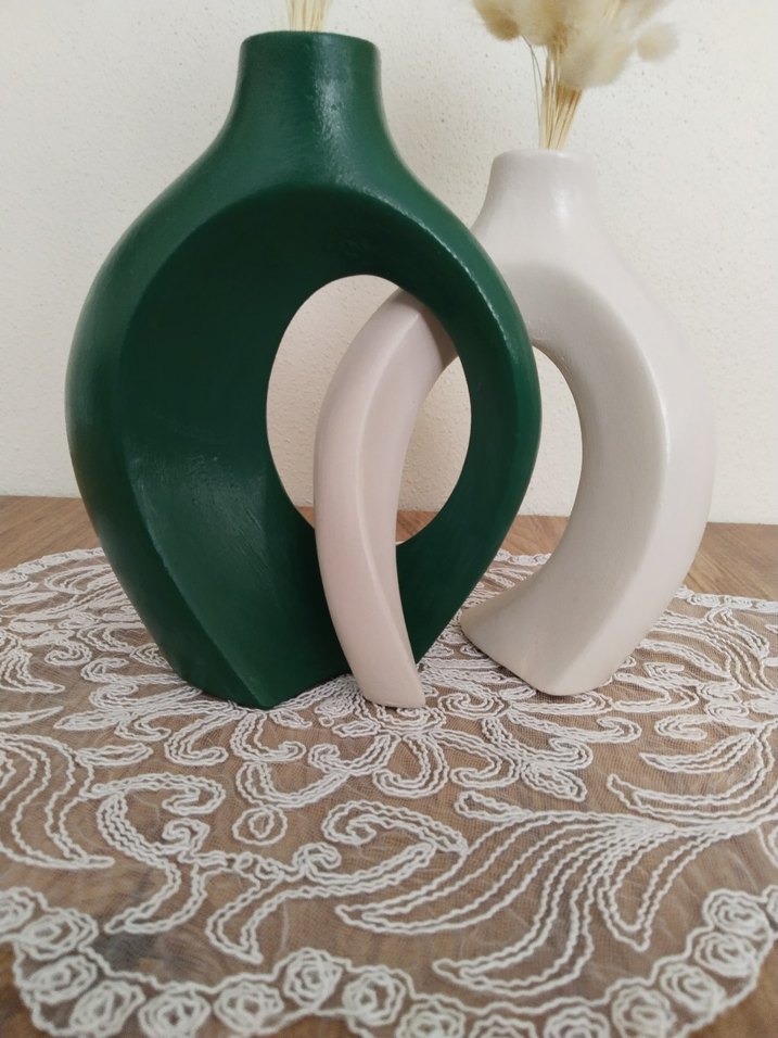 Pastel Beyaz Dekoratif Vazo - Görsel 2