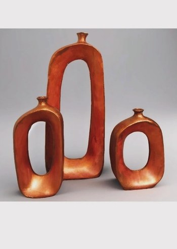 Beyaz Gri Modern Seramik Vazo Seti - Görsel 4