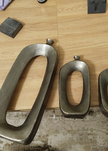 Beyaz Gri Modern Seramik Vazo Seti - Görsel 3