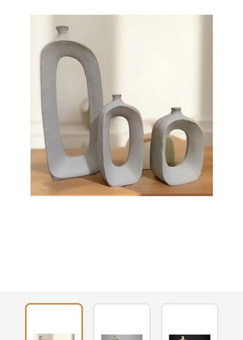 Beyaz Gri Modern Seramik Vazo Seti - Görsel 5