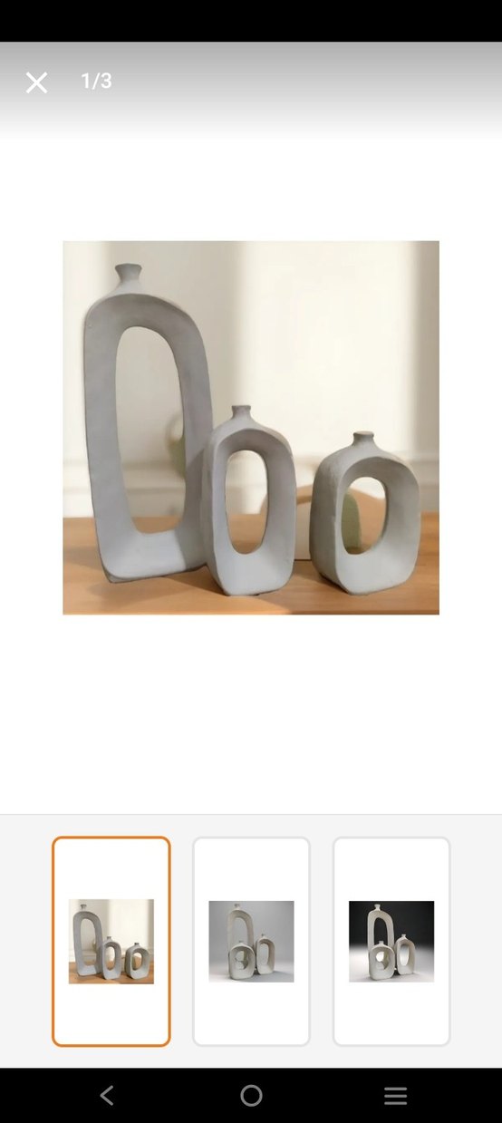 Beyaz Gri Modern Seramik Vazo Seti - Görsel 5