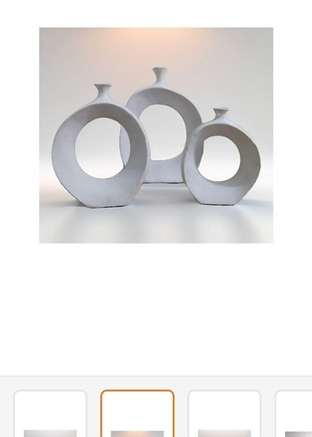 Beyaz Gri Dekoratif Seramik Vazo Seti - Görsel 3