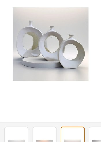 Beyaz Gri Dekoratif Seramik Vazo Seti - Görsel 2