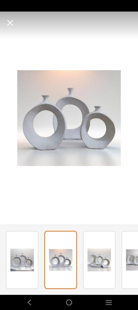 Beyaz Gri Dekoratif Seramik Vazo Seti - Görsel 3