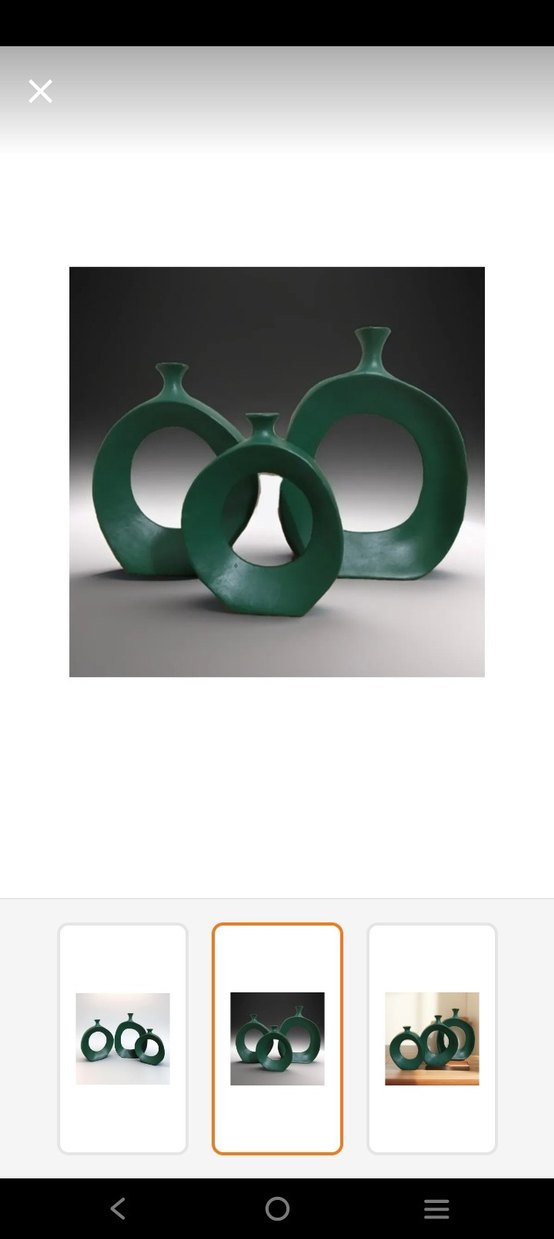 Beyaz Gri Dekoratif Seramik Vazo Seti - Görsel 4