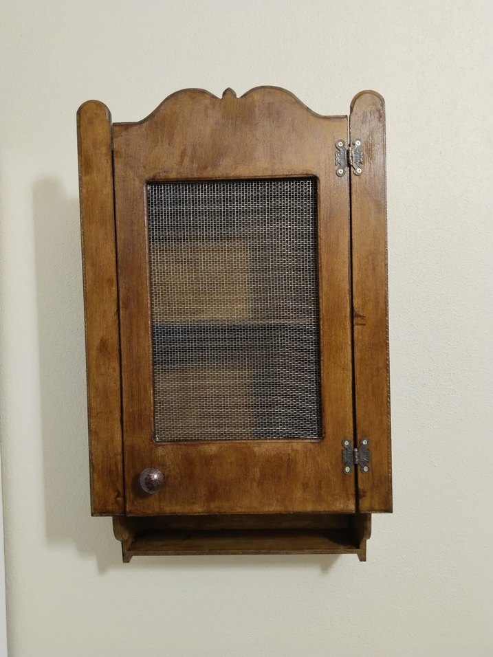 Ahşap Duvar Çay Dolabı Sepetli - Görsel 2