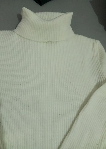 Beyaz Kadın Boğazlı Triko Kazak - Görsel 2