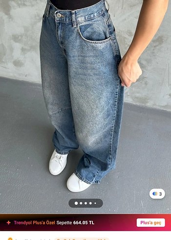 Bol Kesim Midi Boy Kadın Kot Pantolon - Görsel 2