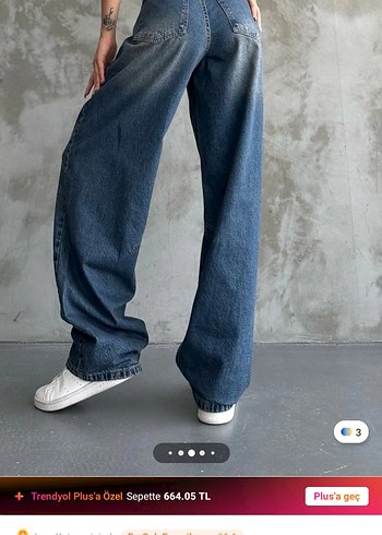 Bol Kesim Midi Boy Kadın Kot Pantolon - Görsel 3