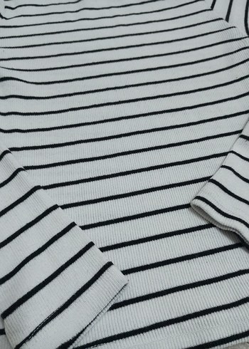 Çizgili Boğazlı Triko Kadın Kazak - Görsel 3