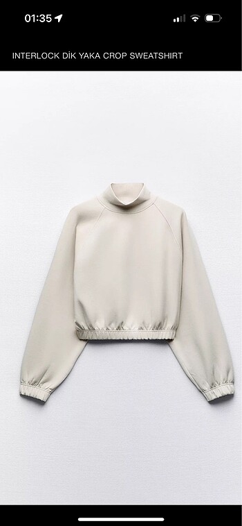 ZARA CROP SWEATSHİRT EKRU RENK