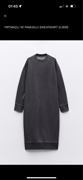 ZARA KOLLARI YIRTMAÇLI PAMUKLU SWEATSHİRT ELBİSE
