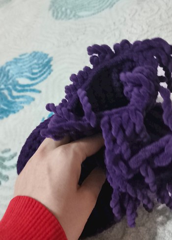 Mor Örgü Kız Çocuk Sıcak Terlik - Görsel 3